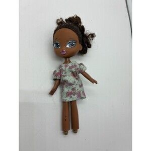 Bratz Kidz Doll Sasha Brown Curly Hair Floral Dress Figure